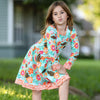 AnnLoren Little & Big Girls Boutique Autumn Leaves Floral Cotton Long Sleeve Dress - Lil FashionAva 