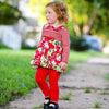 AnnLoren Little & Big Girls Boutique Red Christmas Floral Holiday Dress Legging Set - Lil FashionAva 