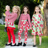 AnnLoren Little & Big Girls Boutique Red Christmas Floral Holiday Dress Legging Set - Lil FashionAva 