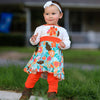 AnnLoren Little and Big Girls Vibrant Autumn Floral Pumpkin Thanksgiving Dress & Leggings - Lil FashionAva 