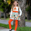 AnnLoren Little and Big Girls Vibrant Autumn Floral Pumpkin Thanksgiving Dress & Leggings - Lil FashionAva 