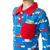 AnnLoren Toddler & Big Boys Long Sleeve Polo Shirt with Pocket Automobile Print - Lil FashionAva 