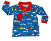 AnnLoren Toddler & Big Boys Long Sleeve Polo Shirt with Pocket Automobile Print - Lil FashionAva 
