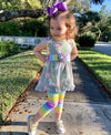 AnnLoren Little Toddler Big Girls' Unicorns Rainbow Dress Leggings Boutique Clothing Set