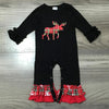 Baby Girls Christmas Plaid Reindeer Holiday Cotton Romper AL Limited - Lil FashionAva 