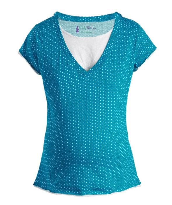 Dotted Short Sleeve Nursing Top - Lil FashionAva 