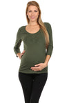 Pin Tuck 3/4 Sleeves Nursing Top - Lil FashionAva 