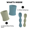 Sage & Blue - 4oz Baby Training Cups With Training Spoons - Lil FashionAva 
